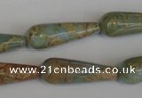 CNS201 15.5 inches 10*30mm teardrop natural serpentine jasper beads