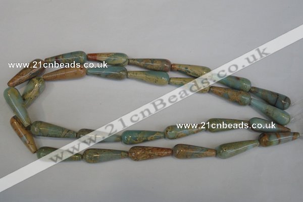 CNS201 15.5 inches 10*30mm teardrop natural serpentine jasper beads