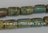 CNS205 15.5 inches 10*14mm drum natural serpentine jasper beads