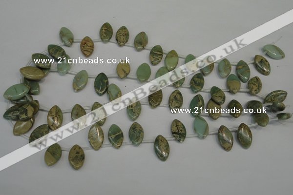 CNS218 Top-drilled 10*18mm marquise natural serpentine jasper beads