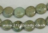 CNS230 15.5 inches 12mm flat round natural serpentine jasper beads