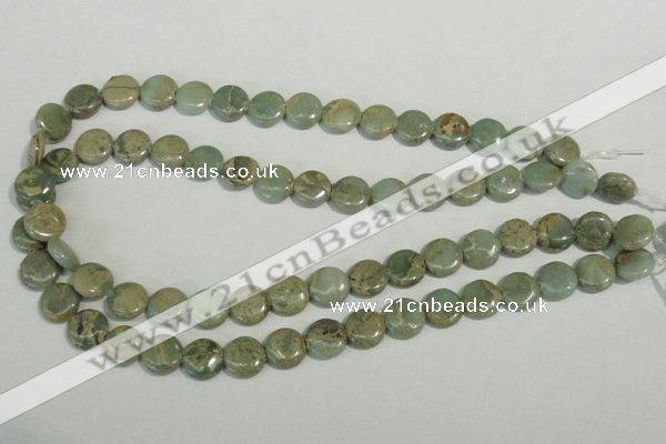 CNS230 15.5 inches 12mm flat round natural serpentine jasper beads