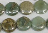 CNS231 15.5 inches 16mm flat round natural serpentine jasper beads