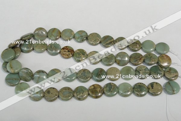 CNS231 15.5 inches 16mm flat round natural serpentine jasper beads