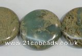 CNS234 15.5 inches 25mm flat round natural serpentine jasper beads