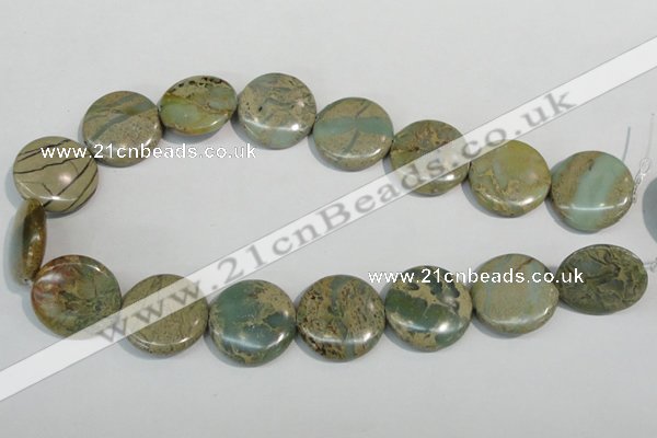 CNS234 15.5 inches 25mm flat round natural serpentine jasper beads