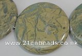 CNS238 15.5 inches 50mm flat round natural serpentine jasper beads