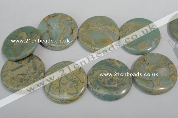 CNS238 15.5 inches 50mm flat round natural serpentine jasper beads