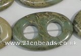 CNS270 15.5 inches 25*40mm carved oval natural serpentine jasper beads