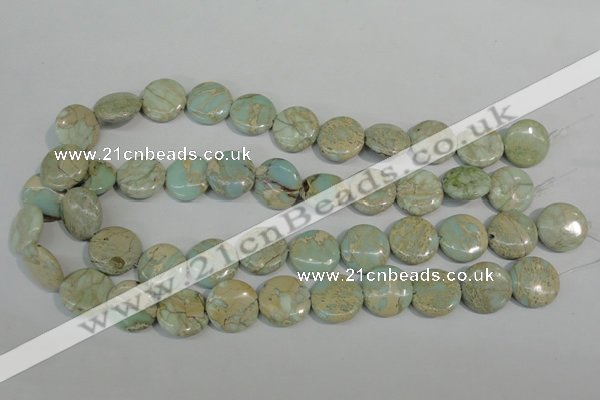 CNS286 15.5 inches 18mm flat round natural serpentine jasper beads