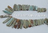 CNS300 Top drilled 10*25mm - 12*50mm sticks serpentine jasper beads