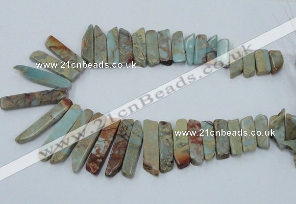 CNS300 Top drilled 10*25mm - 12*50mm sticks serpentine jasper beads