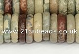 CNS328 15.5 inches 3*10mm rondelle serpentine jasper beads