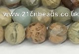 CNS342 15.5 inches 8mm faceted round serpentine jasper beads