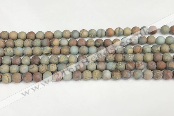 CNS346 15.5 inches 8mm round matte serpentine jasper beads