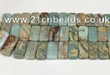 CNS353 7.5 inches 10*20mm rectangle double drilled serpentine jasper beads