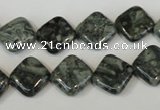 CNS428 15.5 inches 12*12mm diamond natural serpentine jasper beads