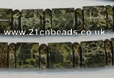 CNS518 15.5 inches 4*14mm rondelle & 12*14mm tube serpentine jasper beads