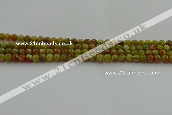 CNS601 15.5 inches 6mm round green dragon serpentine jasper beads