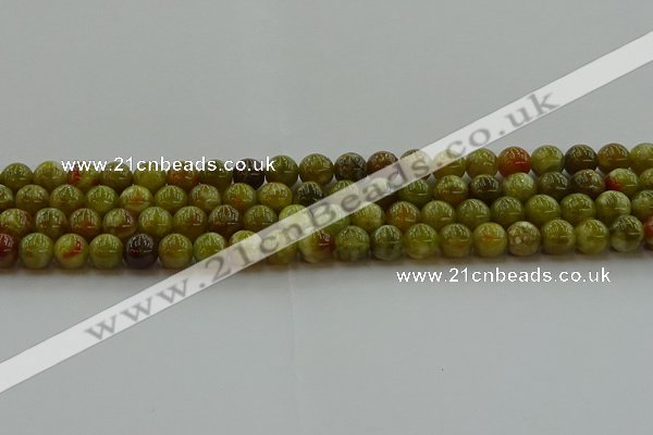 CNS602 15.5 inches 8mm round green dragon serpentine jasper beads