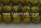 CNS603 15.5 inches 10mm round green dragon serpentine jasper beads