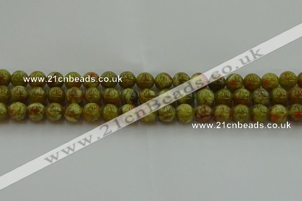 CNS603 15.5 inches 10mm round green dragon serpentine jasper beads