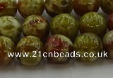 CNS604 15.5 inches 12mm round green dragon serpentine jasper beads