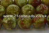 CNS605 15.5 inches 14mm round green dragon serpentine jasper beads