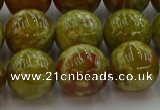 CNS606 15.5 inches 16mm round green dragon serpentine jasper beads