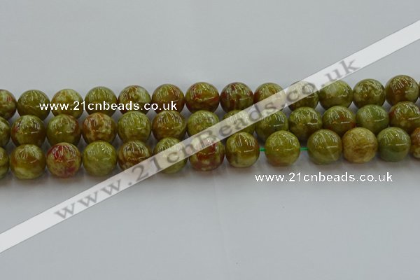 CNS606 15.5 inches 16mm round green dragon serpentine jasper beads