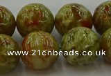 CNS607 15.5 inches 18mm round green dragon serpentine jasper beads