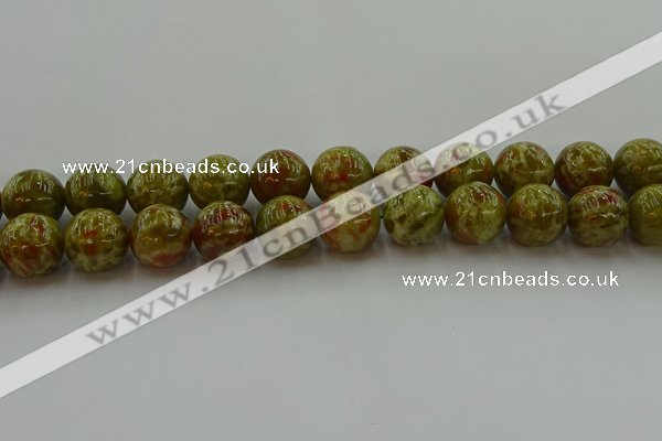 CNS607 15.5 inches 18mm round green dragon serpentine jasper beads