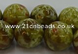 CNS608 15.5 inches 20mm round green dragon serpentine jasper beads