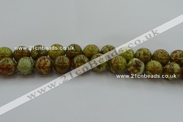 CNS608 15.5 inches 20mm round green dragon serpentine jasper beads