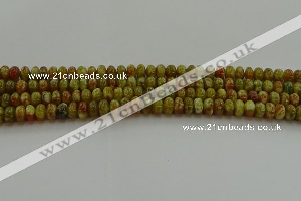 CNS610 15.5 inches 4*6mm rondelle green dragon serpentine jasper beads