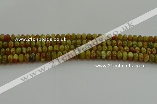CNS611 15.5 inches 5*8mm rondelle green dragon serpentine jasper beads