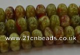 CNS612 15.5 inches 6*10mm rondelle green dragon serpentine jasper beads