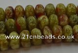 CNS612 15.5 inches 6*10mm rondelle green dragon serpentine jasper beads