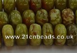 CNS614 15.5 inches 8*14mm rondelle green dragon serpentine jasper beads