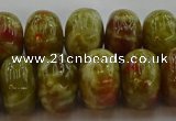 CNS615 15.5 inches 10*16mm rondelle green dragon serpentine jasper beads