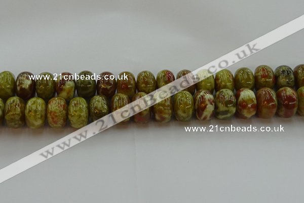 CNS616 15.5 inches 12*18mm rondelle green dragon serpentine jasper beads