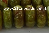 CNS617 15.5 inches 10*20mm rondelle green dragon serpentine jasper beads