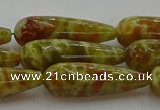 CNS620 15.5 inches 10*30mm teardrop green dragon serpentine jasper beads