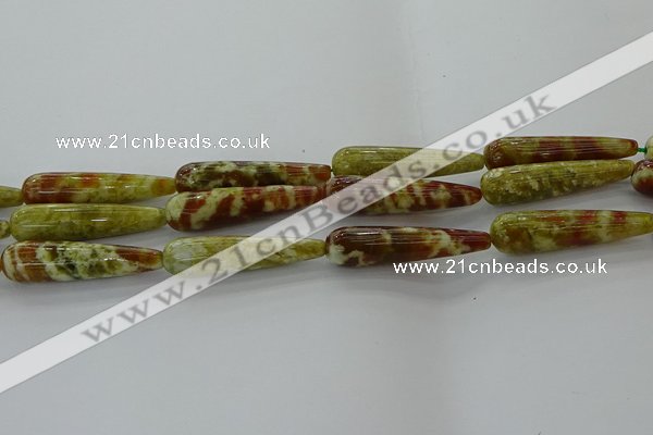 CNS621 15.5 inches 10*40mm teardrop green dragon serpentine jasper beads