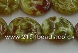 CNS626 15.5 inches 20mm flat round green dragon serpentine jasper beads