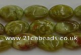 CNS631 15.5 inches 10*14mm oval green dragon serpentine jasper beads