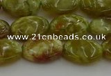 CNS632 15.5 inches 12*16mm oval green dragon serpentine jasper beads