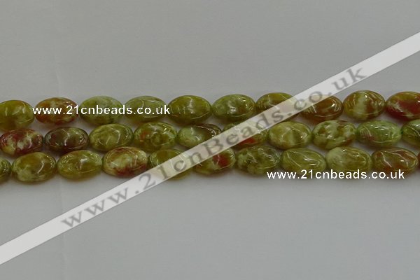 CNS633 15.5 inches 13*18mm oval green dragon serpentine jasper beads