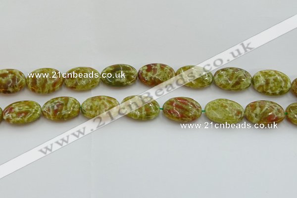 CNS634 15.5 inches 15*20mm oval green dragon serpentine jasper beads