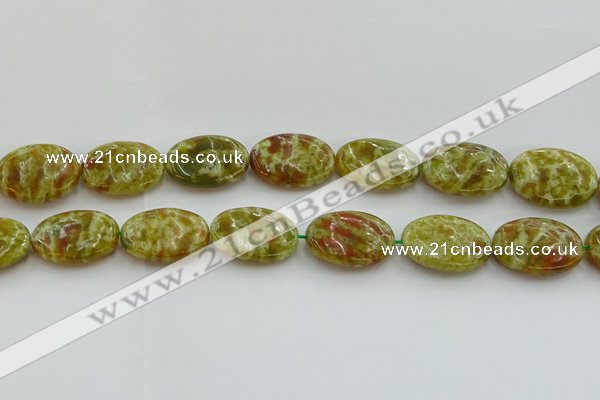 CNS635 15.5 inches 18*25mm oval green dragon serpentine jasper beads